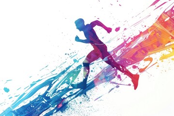 A person in motion on a vibrant backdrop