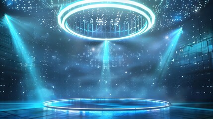 屋内ステージのサイバーな背景