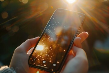 Close-up shot of a person holding a cell phone with fingers wrapping around it, giving a sense of personal connection to the device
