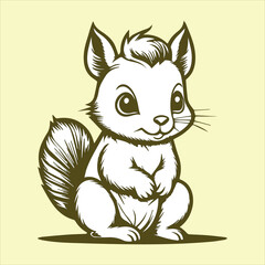 squirrel with a nut vintage vector design