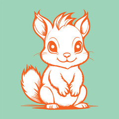 squirrel with a nut vintage vector design