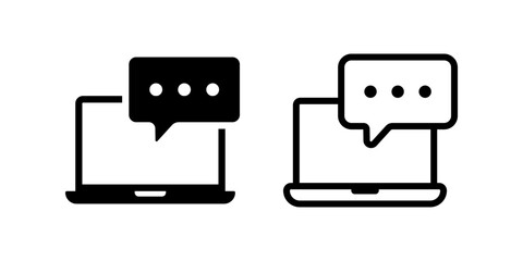 Laptop with Speech Bubble icon set. chat sign. flat illustration of vector icon on white background