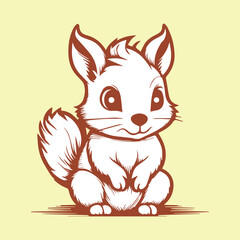 squirrel with a nut vintage vector design