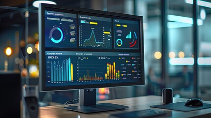 Analyst working on data analysis or BI dashboard on computer monitor Business team analyzing financial data by Fintech in corporate office for business marketing and strategy planning Trailblazing