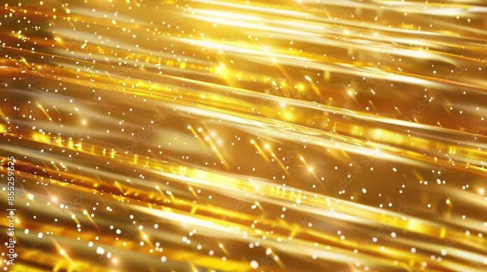 Poster a dynamic and vibrant image showing golden streaks of light with sparkling particles, suggesting mot