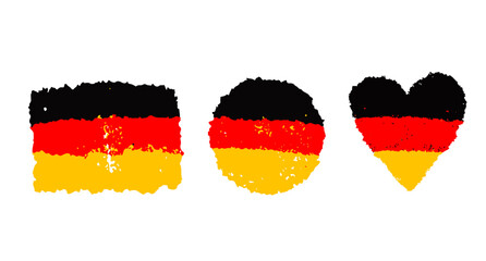 Obraz premium German colours shapes. Hand drawn heart, rectangle, circle, and stripe on a white background. 