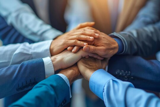 Diverse Business Team Showing Unity and Commitment in Close-Up Photo