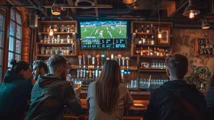 Fototapeta premium People Watching Sports in Pub