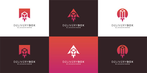 Box delivery logo vector collection. Abstract logistics service design illustration template.