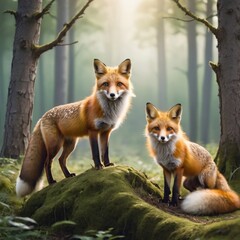 Obraz premium red fox in the woods