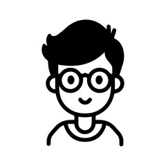 Cute Geek logo or modern line icon. Vector line art and icon design with bold outline. Black and white Pixel Perfect minimalistic symbol isolate white background. Creative logotype