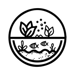 Terrarium logo or modern line icon. Vector line art and icon design with bold outline. Black and white Pixel Perfect minimalistic symbol isolate white background. Creative logotype