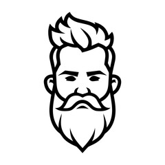 Beard logo or modern line icon. Vector line art and icon design with bold outline. Black and white Pixel Perfect minimalistic symbol isolate white background. Creative logotype