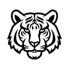 Tiger Face logo or modern line icon. Vector line art and icon design with bold outline. Black and white Pixel Perfect minimalistic symbol isolate white background. Creative logotype