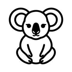 Koala logo or modern line icon. Vector line art and icon design with bold outline. Black and white Pixel Perfect minimalistic symbol isolate white background. Creative logotype