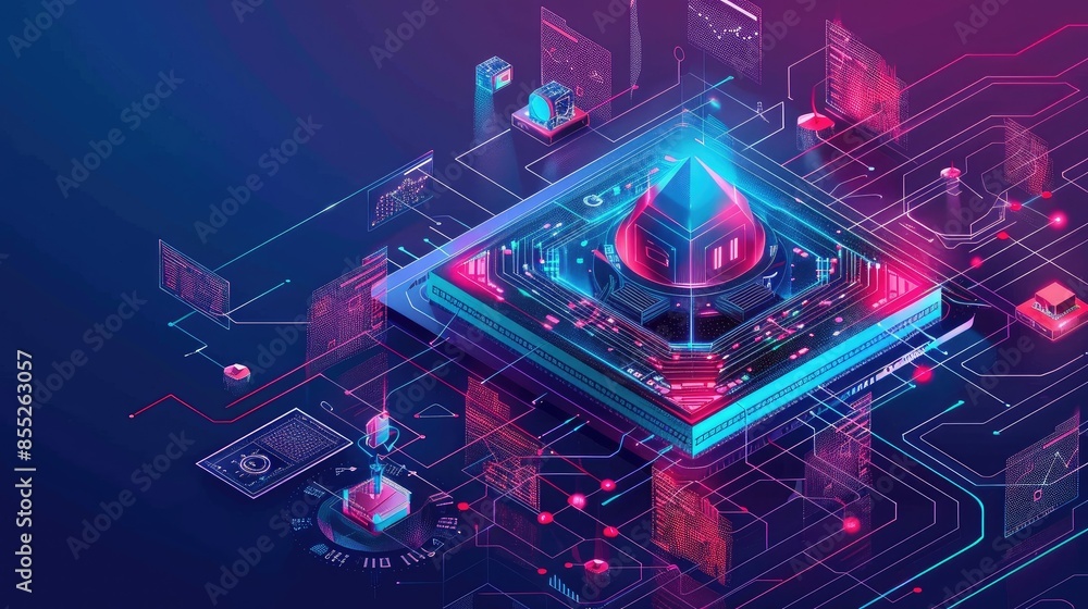 Poster cyber ​​security and data protection, internet network security