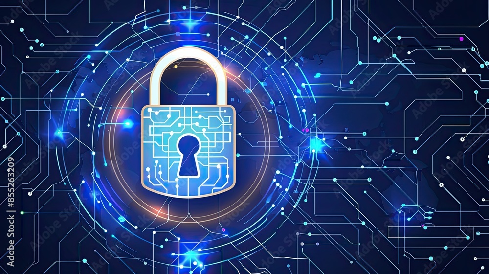 Poster cyber ​​security and data protection, internet network security