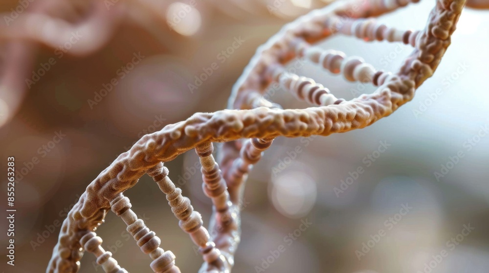 Poster a detailed model of a dna double helix, showcasing its complex structure and intricate details. the 