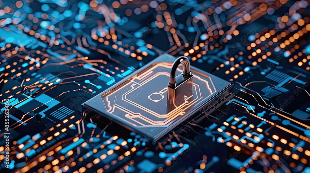 Poster cyber ​​security and data protection, internet network security