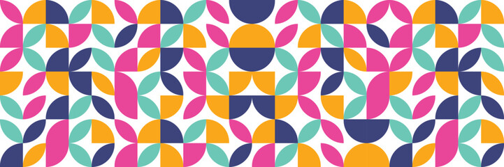 Colourful abstract pattern. Geometric background. Bauhaus style. Banner. Vector illustration