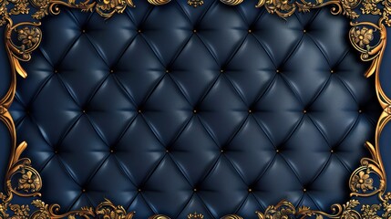 An elegant and ornate tufted pattern with gold accents on a deep blue background, perfect for a luxurious design
