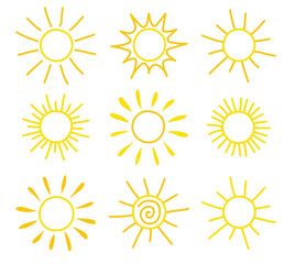 Sun icon set. Vector illustration