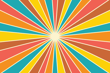 Retro sun background. Abstract summer pattern. Vector illustration