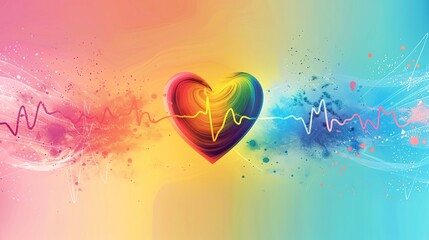 Healthy heart symbols in vibrant colors on a clean background, with space for text, great for heart health awareness and campaigns