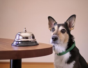 Dog Waiting by Bell Illustrating Pavlov's Conditioning