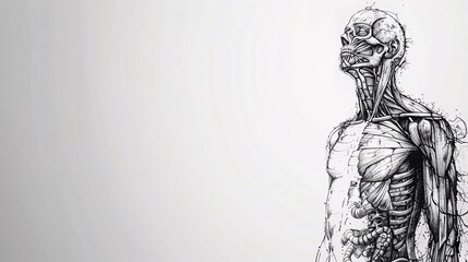 Naklejka premium Intricate anatomy sketches on a clean white background, with blank space for text, perfect for educational content and medical studies
