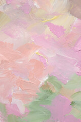 Art hand drawn watercolor and acrylic smear blot canvas painting. Abstract texture beige, pink pastel color stain brushstroke relief texture background.