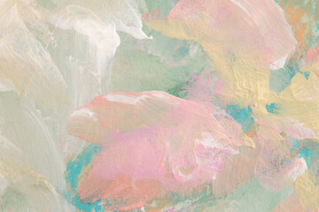 Art hand drawn watercolor and acrylic smear blot canvas painting. Abstract texture beige, pink...