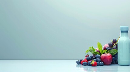 Playful healthy lifestyle background on a plain background, with ample room for text, perfect for wellness programs and fitness tips