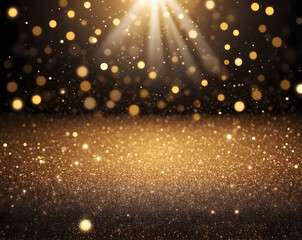 Obraz premium Glitter vintage lights background. black and gold. de-focused design