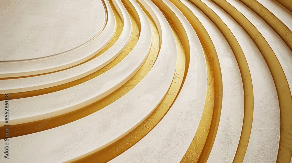 Poster an abstract close-up view of golden curved lines creating a flowing pattern on a beige textured surf