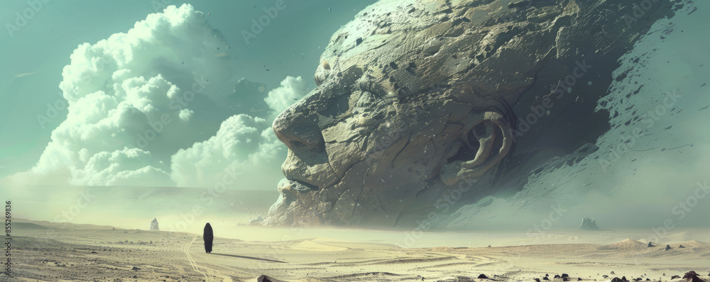 Poster a dreamlike landscape where objects defy gravity and logic, creating a surreal and otherworldly atmo