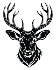 Fototapeta premium Deer head silhouette vector art style outline with white background