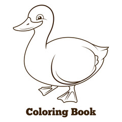 Coloring book duck cartoon educational PNG illustration