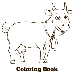 Coloring book goat cartoon educational PNG illustration