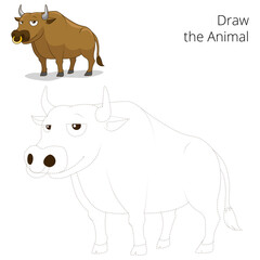 Draw the animal bull educational game PNG illustration