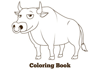 Coloring book bull cartoon educational PNG  illustration