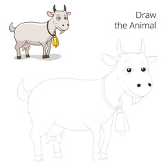Draw the animal goat educational game PNG illustration
