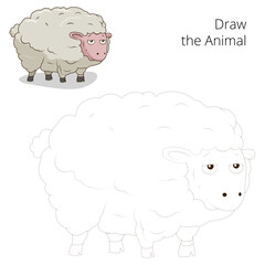 Draw the animal sheep educational game PNG illustration