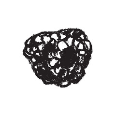 Raspberry symbol, raspberries illustration. Vector monochrome drawing of raspberries or blackberries drawn. Red berry icon for confectionery packaging. Blackberry sketch. Mulberry sign.