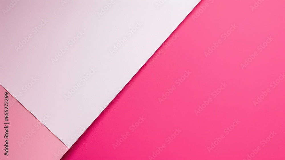 Poster a top-down view of a pink and white paper background with a distinct diagonal division line