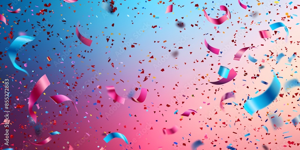 Poster a colorful background with many pieces of paper that are scattered all over it. the paper is in diff