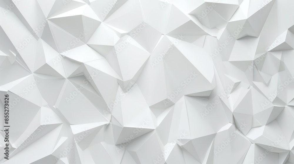 Aufkleber 3d rendering of a white geometric pattern with polygonal shapes, creating a modern abstract backgrou