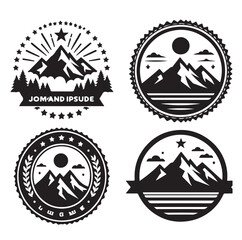 Mountain Shape for Logo, mountain silhouettes, set of blue rocky mountain silhouettes, isolated on white background.Vector illustration