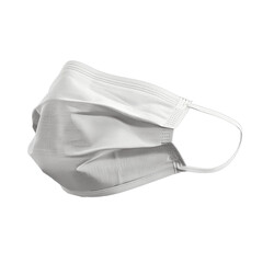 Blank white fabric face mask mockup side view 3d rendering Empty protection textile respiratory mock up Isolated on transparent background PNG