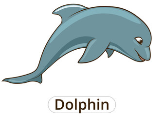 Dolphin sea animal fish cartoon colorful PNG illustration for children